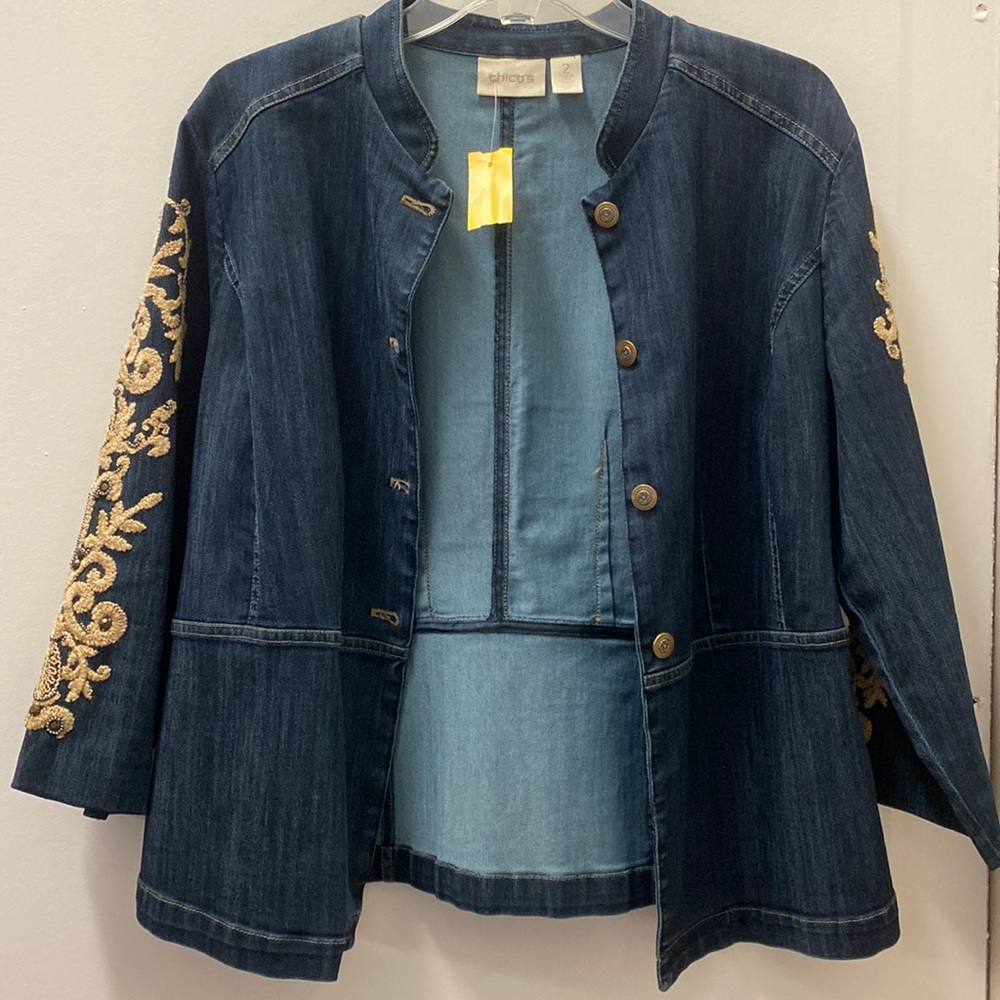 Chico’s Embroidered Denim Jacket